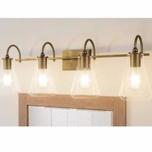 NEW/Sealed: 4-Bulb Vanity Light - Boyton 4-Light Weathered Brass Vanity Lights